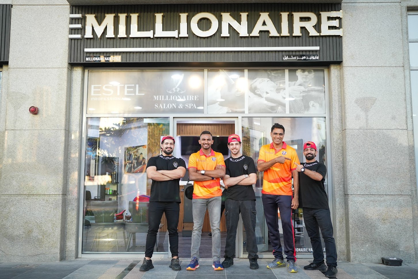 Cricketers athletes and clients at Millionaire Salon Dubai